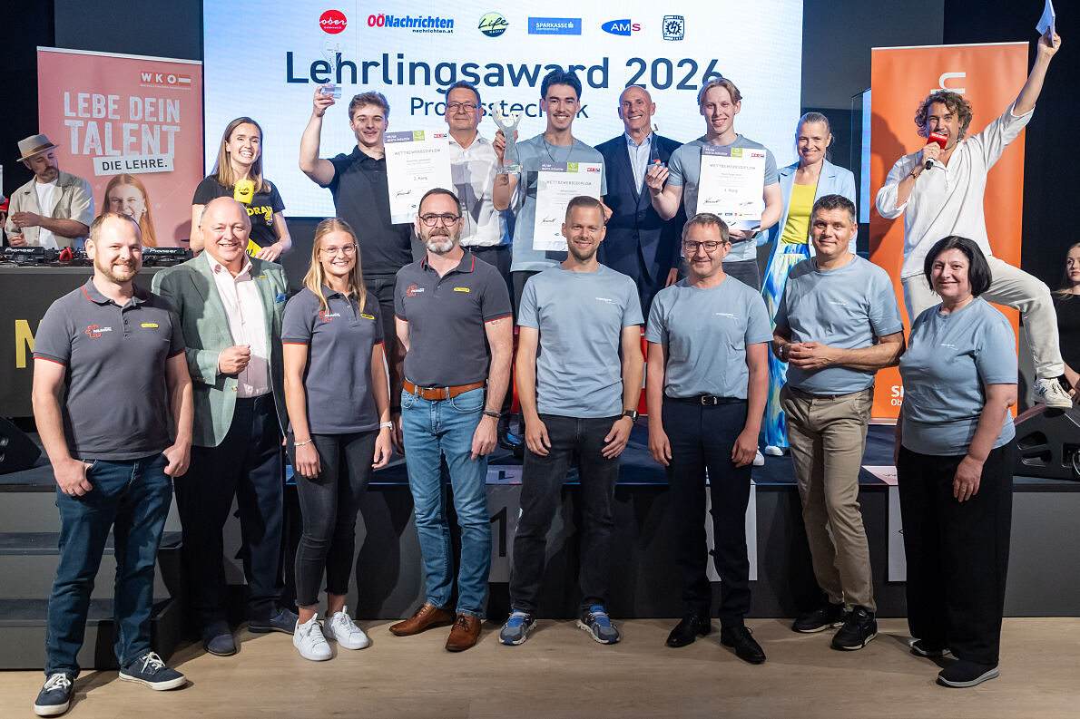 Die Gewinner der Kategorie Prozesstechnik: Im Wettbewerb überzeugte Dominik Lämmerer von PALFINGER und sicherte sich Platz 2. 