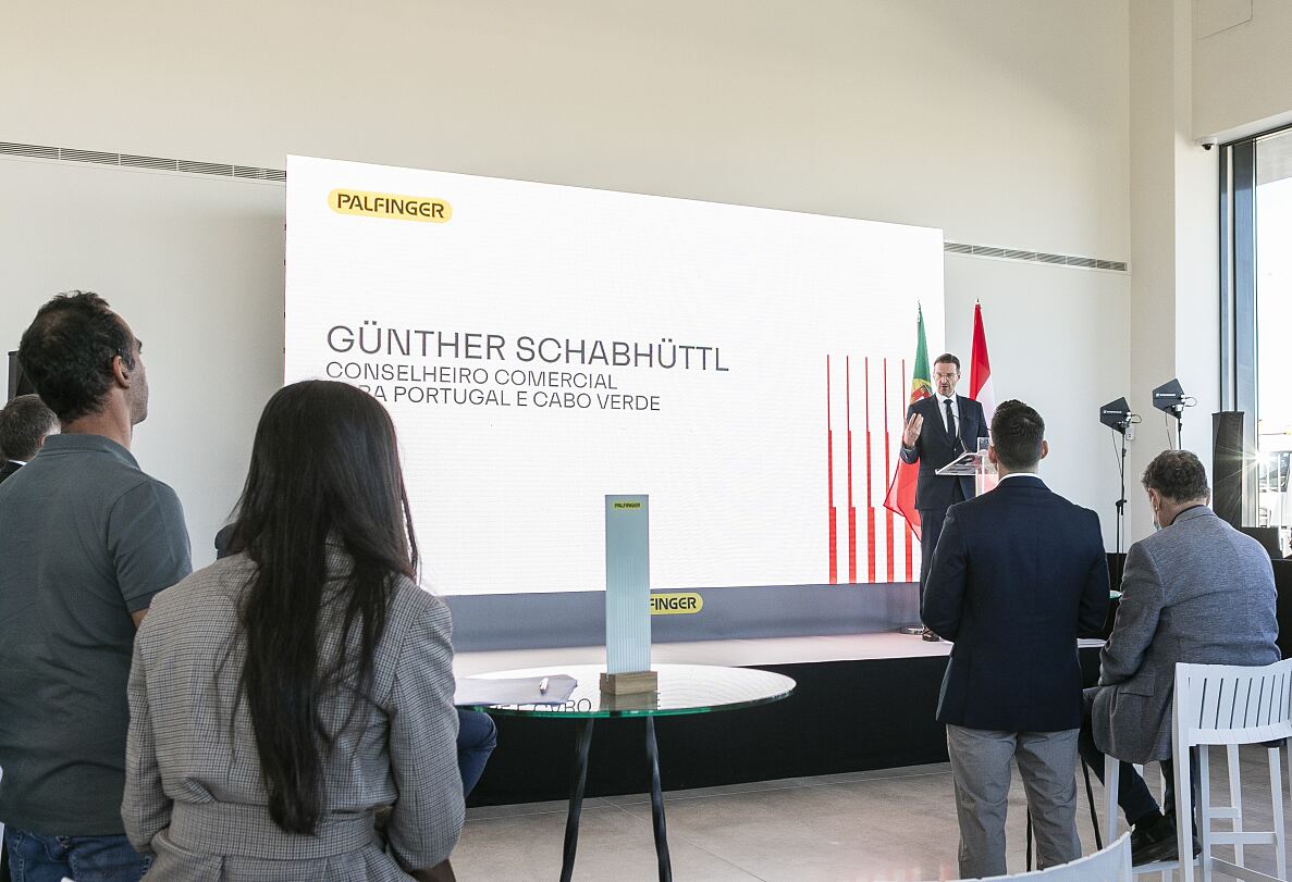 Günther Schabhüttl speaking at the opening of the new PALFINGER Sales & Service Hub   in Lisbon.