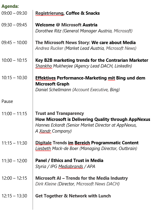 Microsoft Digital Brunch Agenda