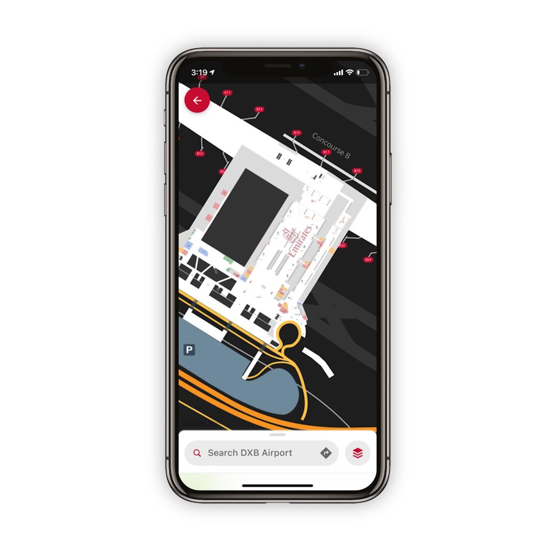 Emirates App mit Airport maps