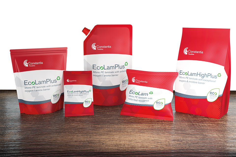 Photo 1: EcoLamFamily: Recyclable mono-PE laminate with high oxygen and water vapor barrier properties. ©Constantia Flexibles