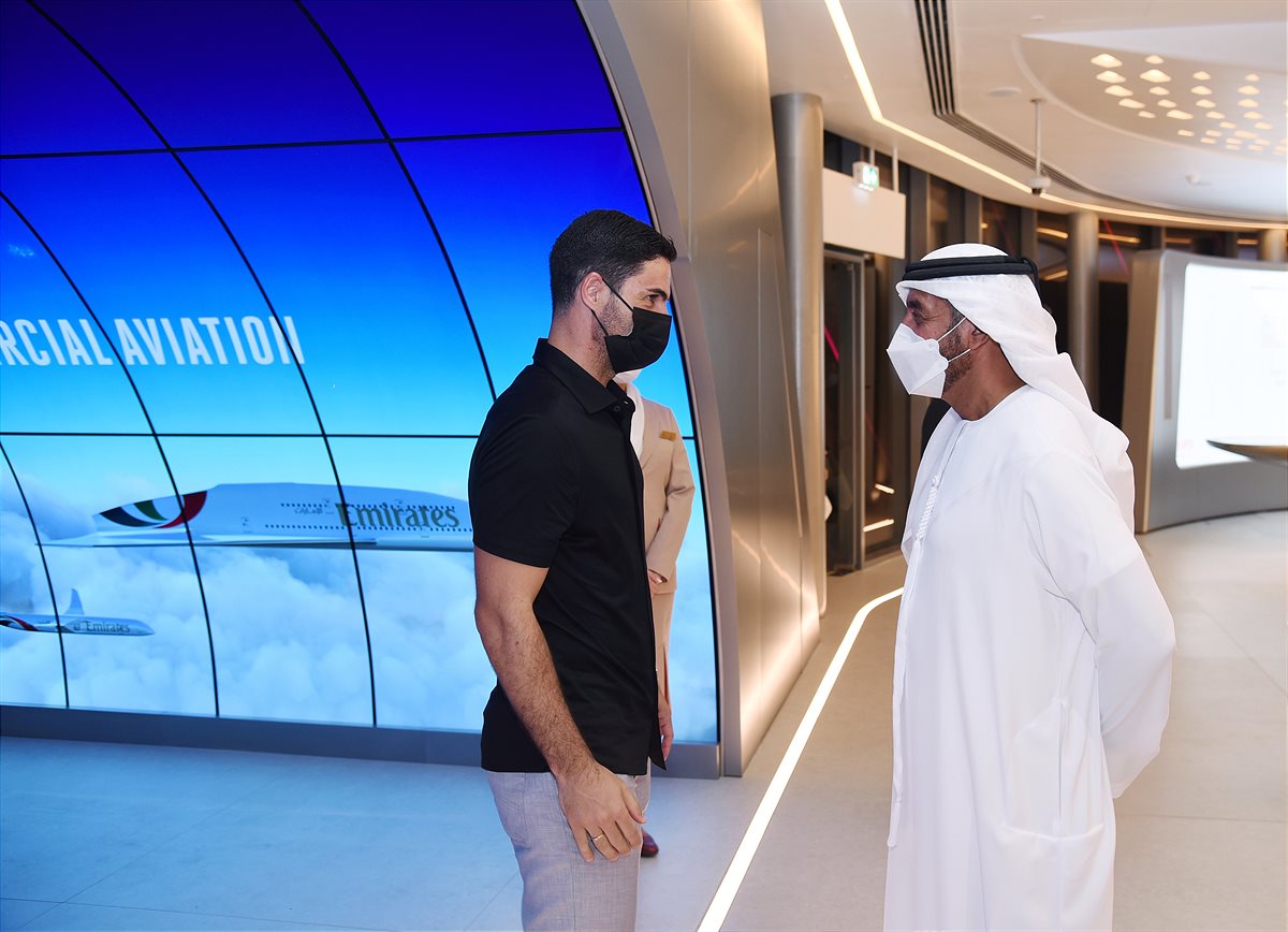 Arsenals Mikel Arteta visits Emirates Pavilion at Expo Dubai 2020