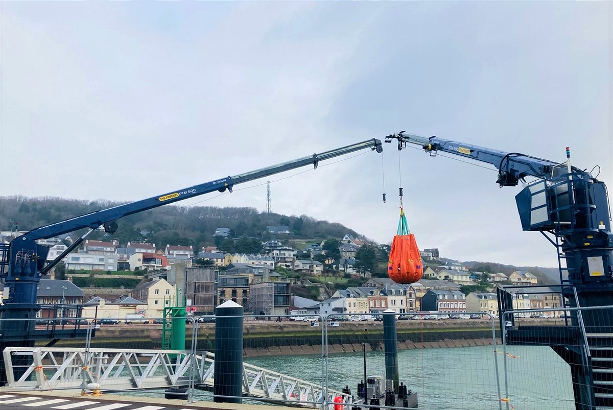 PALFINGER PTM600 Jetty Crane in Fécamp O&M Facility. 