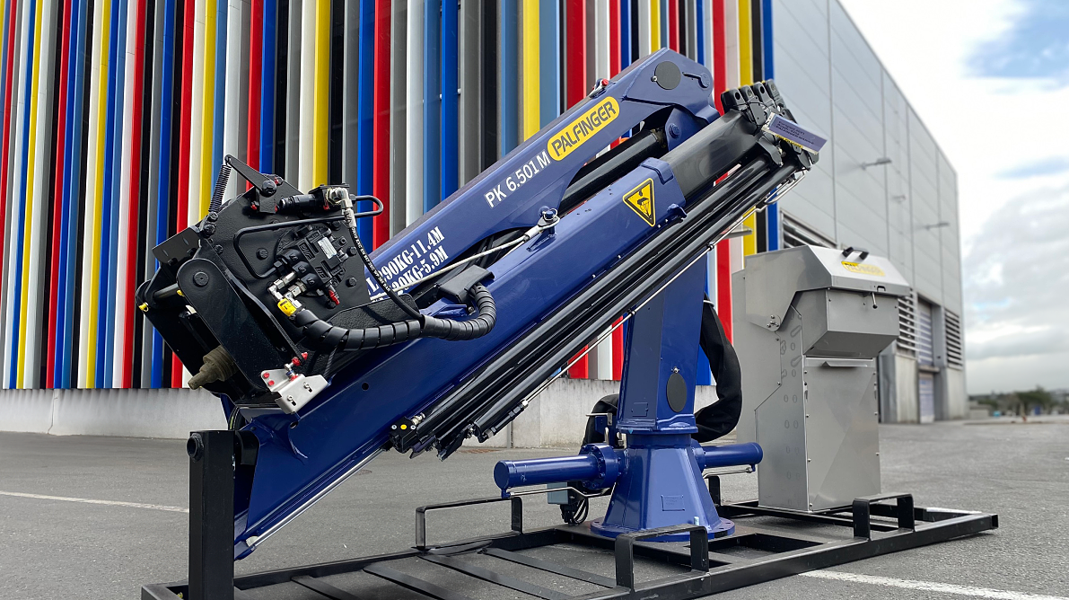 The redesigned PK 6.501 M crane will be presented at Europort in Rotterdam from November 7 to 10, 2023.