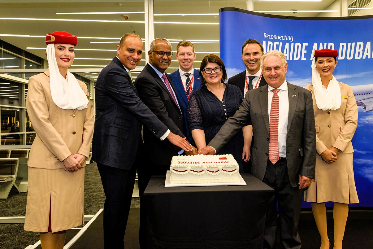 Ankunft des ersten Emirates Flug in Adelaide