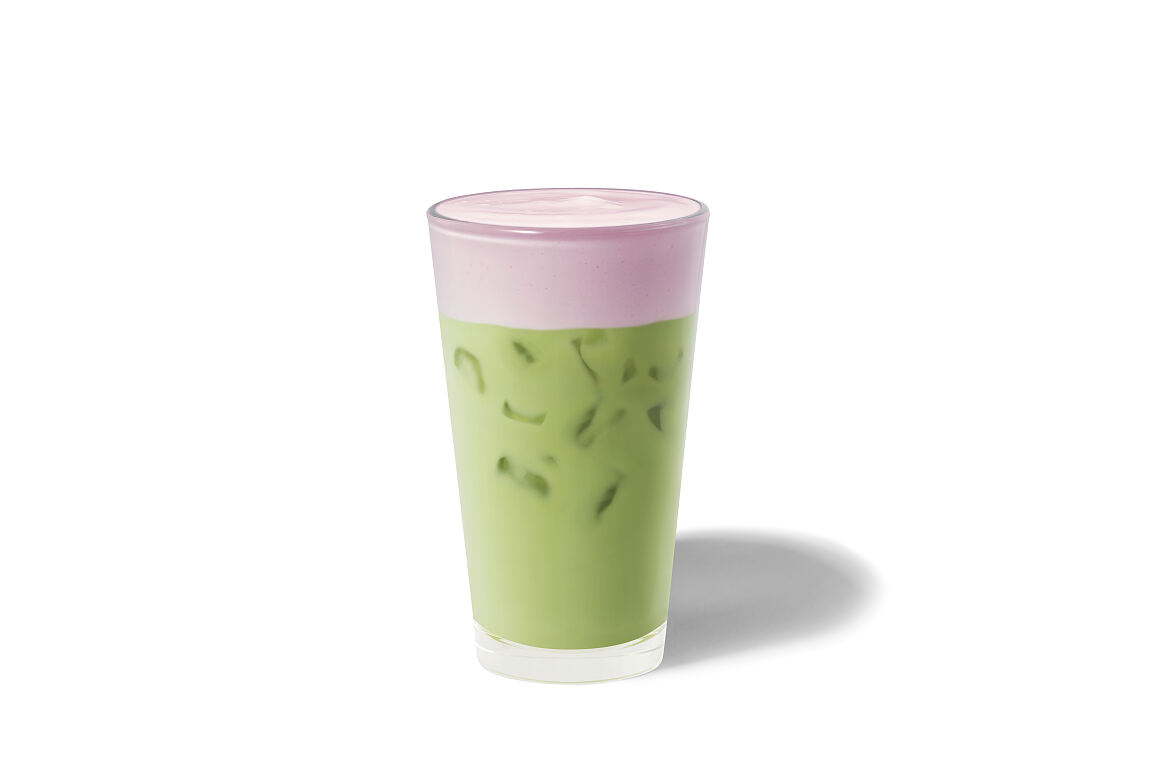 Red Velvet Cake Iced Matcha Latte